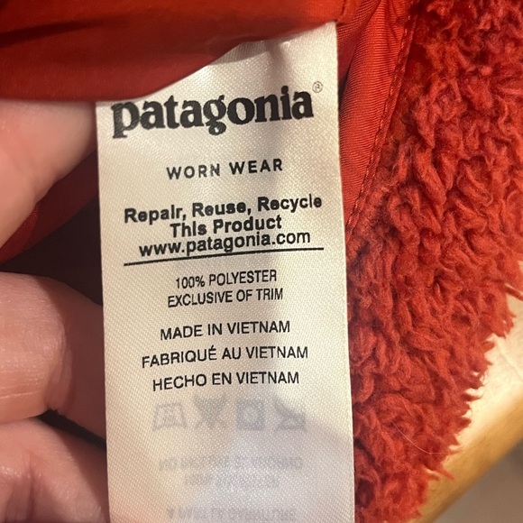 Patagonia NWOT Los Gatos burnt orange fleece Sherpa zip up vest women’s medium - Picture 9 of 9